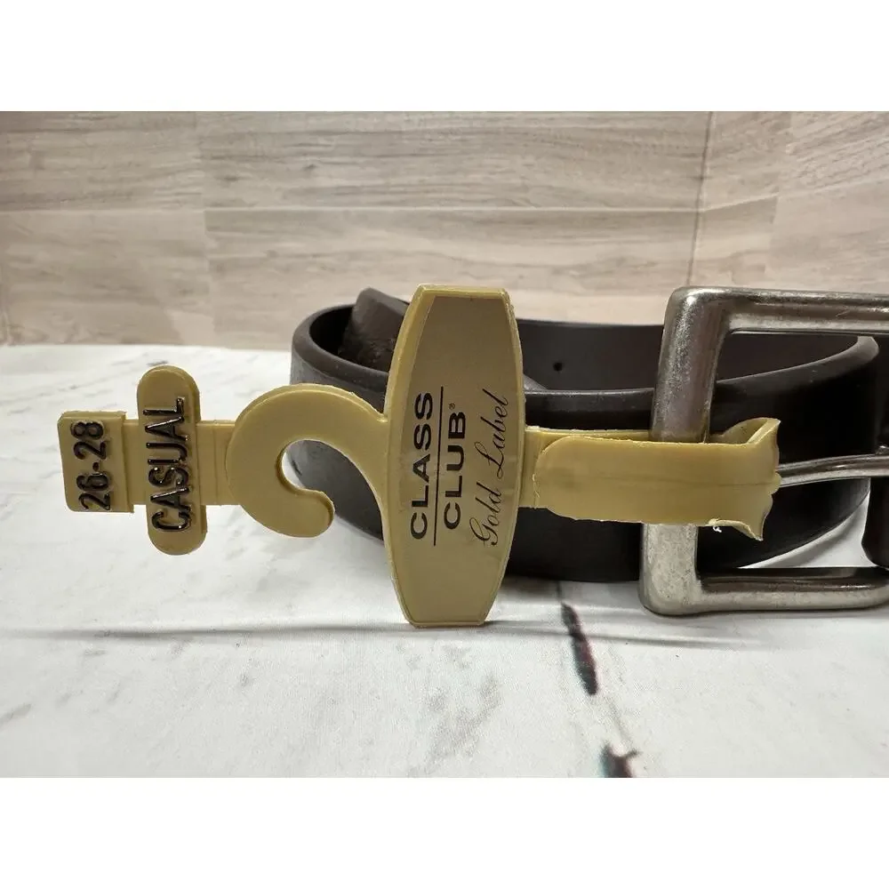 Class Club Boy’s Brown Cowhide Leather Dress Belt Size 26 28 Casual